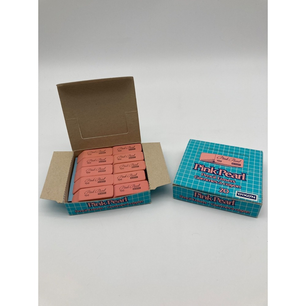 Vintage Dixon Pink Pearl 100 Erasers Lot of 39 1980s 1990s Made in Canada Boxed